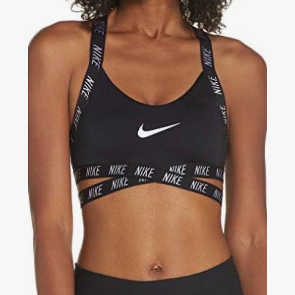Nike Indy Criss cross straps Sports Bra Black and White Large